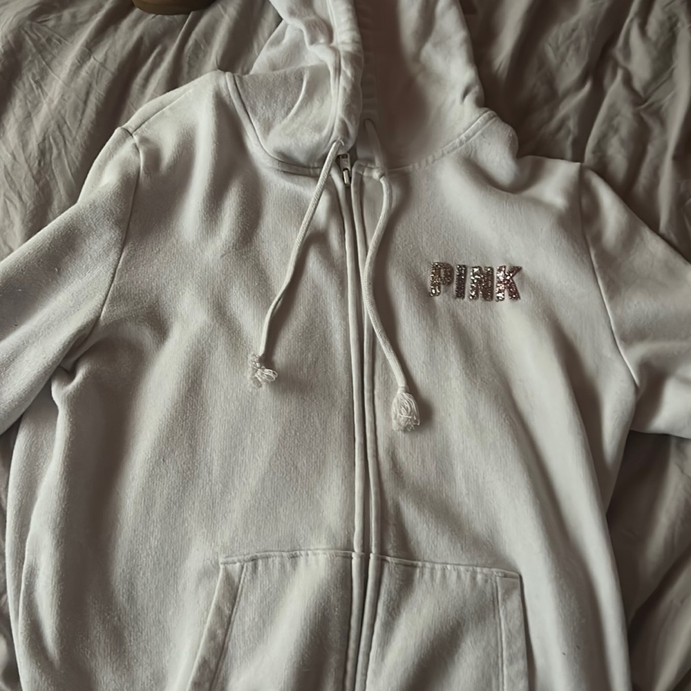 PINK white zip up